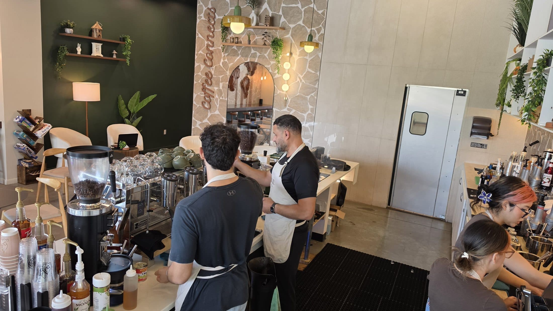 The team through a morning rush