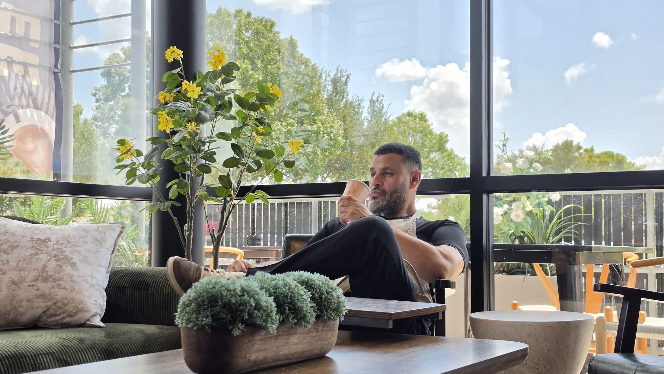 A slow cup by the window