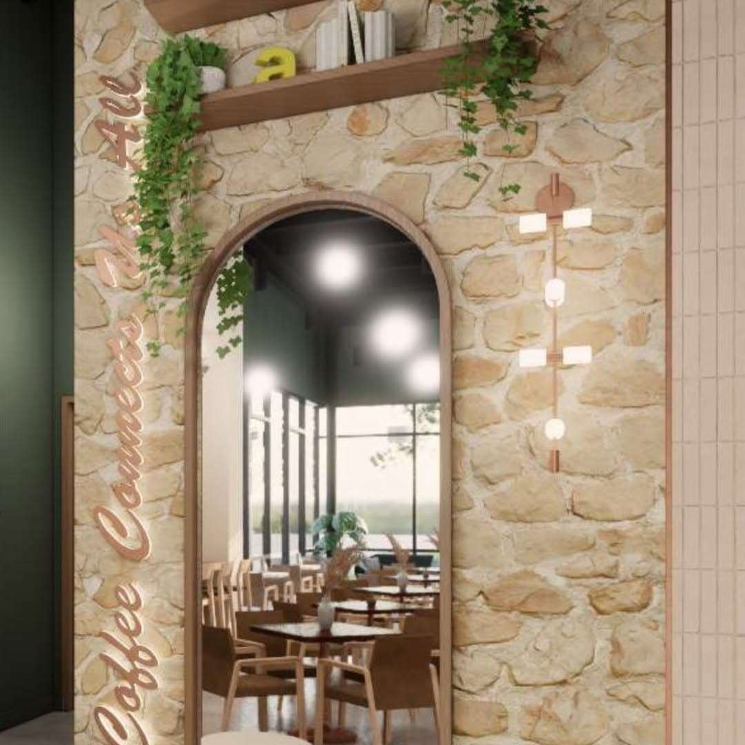 The stone archway, as designed