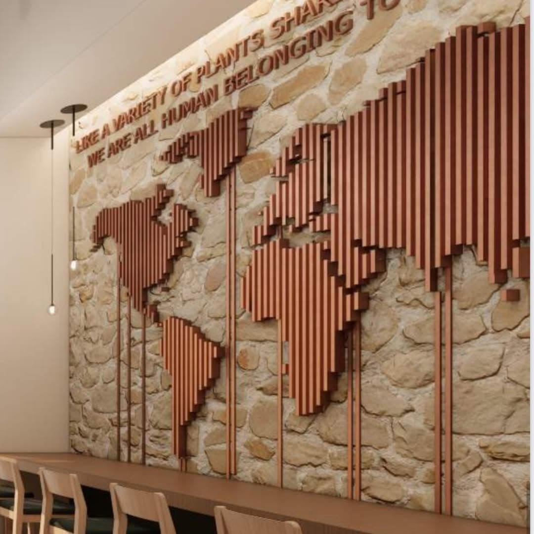 The world map wall, as designed